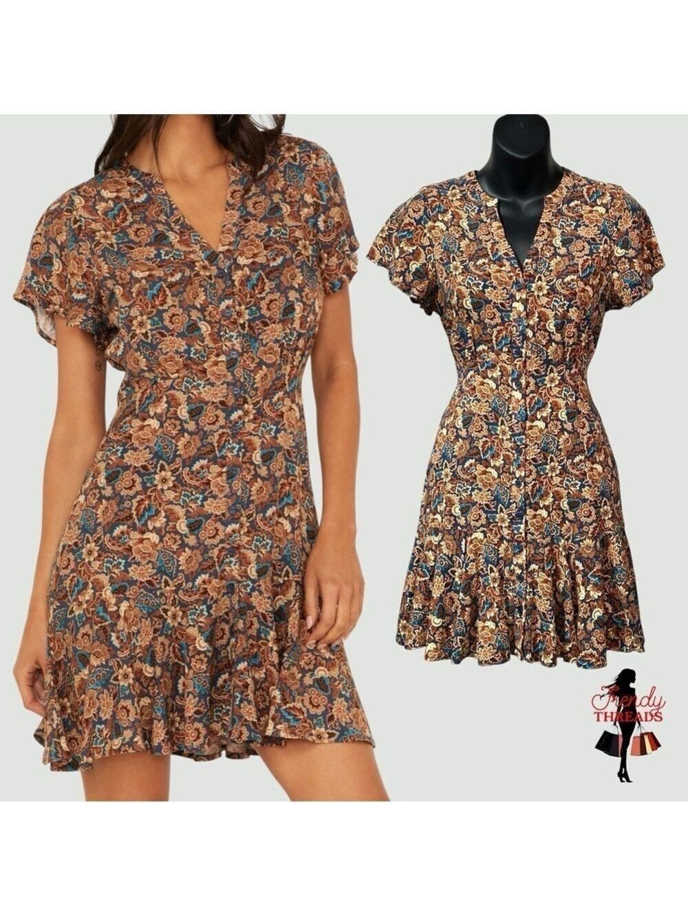 IDYLLWIND Wrangler NEW XS Feeling Good Floral Paisley Peplum Mini Dress Bohemian